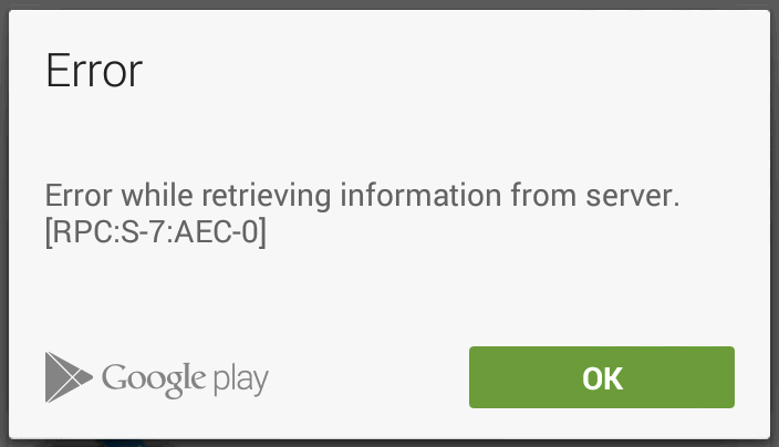 Ошибка Google Play